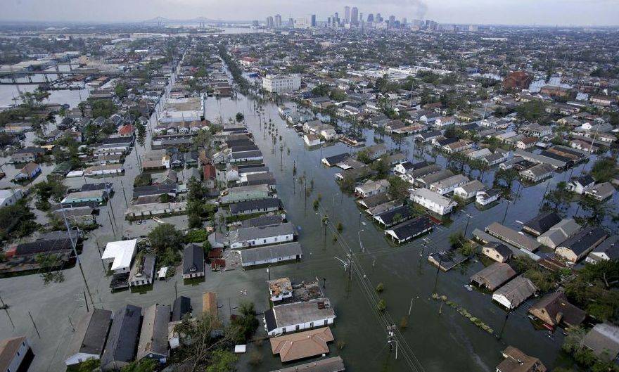 Floodwaters from Hurricane Katrina cover streets on Aug. 30, 2005, in New Orleans.